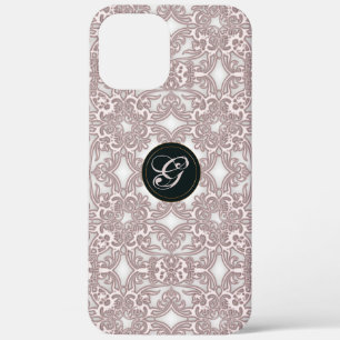 Victoriaanse roze patroon. Monogram. iPhone 12 Pro Max Hoesje