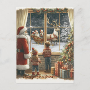 Victoriaanse Rustieke Kerstkaart Briefkaart