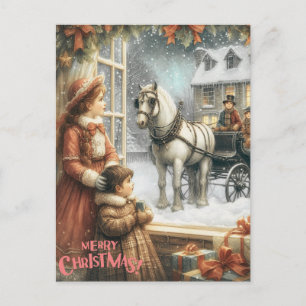Victoriaanse Rustieke Kerstkaart Briefkaart