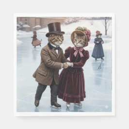 Victoriaanse schaatskatten servetten