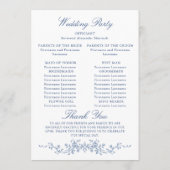 Victoriaanse sierlijke bloemrijke trouwceremonie programma (Achterkant)