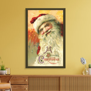 Victoriaanse Sinterklaas Portret, Vintage Kerstmis Canvas Afdruk