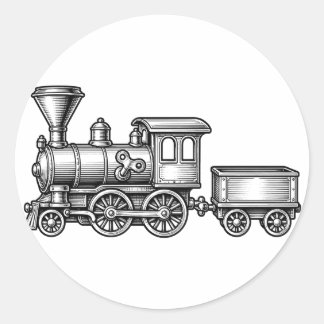 Victoriaanse speelgoedtrein graveerwerk Vintage ki Ronde Sticker