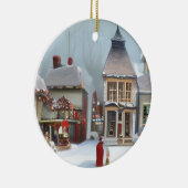 Victoriaanse stad met Kerstmis Keramisch Ornament (Rechts)