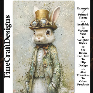 Victoriaanse Steampunk Konijn, Bloem CA7 Decoupage Tissuepapier