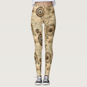 Victoriaanse Steampunk-machines Sepia Bruin Leggings