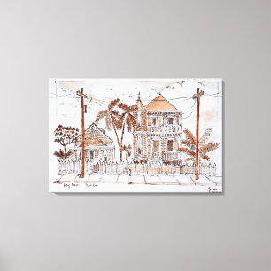 Victoriaanse stijl Conch-huizen Key West, Florid Canvas Afdruk