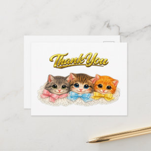 Victoriaanse stijl Kittens Lint en Kant Bedankt Briefkaart