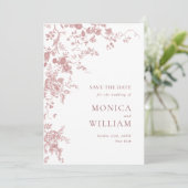 Victoriaanse Stof Roze Franse Tuin Bloemige Bruilo Save The Date (Staand voorkant)