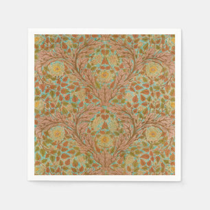 Victoriaanse Terracotta Roos en Blad Botanische Pr Servet