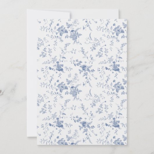 Victoriaanse Toile Franse Blauwe Klassieke Trouw Kaart (Achterkant)