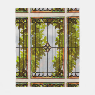 Victoriaanse tuin glas-in-lood raamgordijn fleece deken