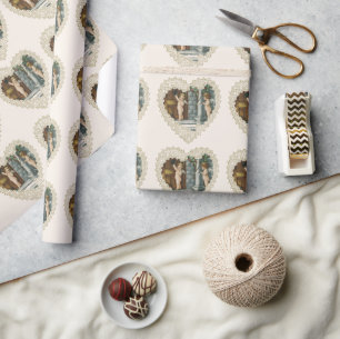 Victoriaanse Valentijnsdag, antieke engelen met br Cadeaupapier