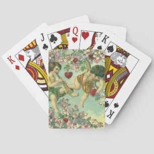 Victoriaanse Valentijnsdag Cupido's Antieke Hart B Pokerkaarten