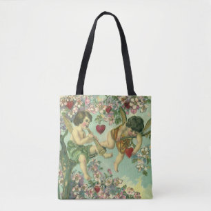 Victoriaanse Valentijnsdag Cupido's Vintage Hart B Draagtas