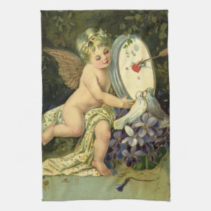 Victoriaanse Valentijnsdag, vintage engel liefdes Theedoek