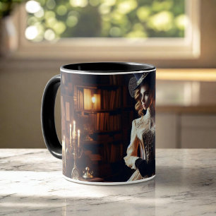 Victoriaanse Vintage Mysterieuze Elegante Vrouw Mok