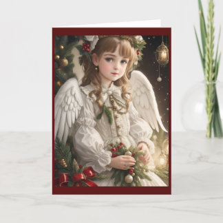Victoriaanse Vintage Retro Kerst Engel Feestdagen Kaart