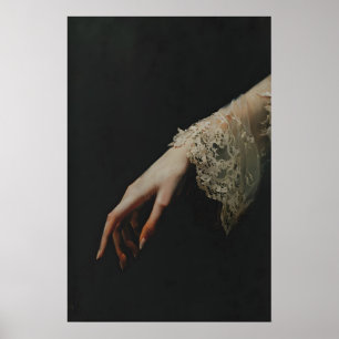 Victoriaanse Vrouw Hand Kant Kunst Printbare Donke Poster