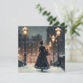 Victoriaanse vrouw in de sneeuw  kaart (Staand voorkant)