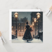 Victoriaanse vrouw in de sneeuw  kaart (Voorkant / Achterkant in situ)