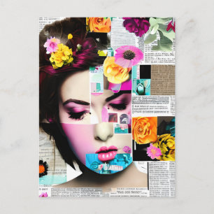 Victoriaanse Vrouw Papier Collage Effect Kunst Briefkaart