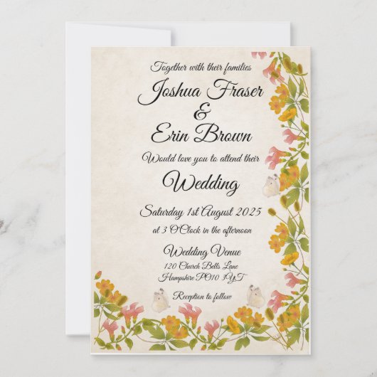 Victoriaanse weide gele uitnodiging (Voorkant)