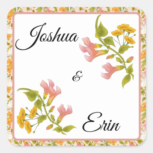 Victoriaanse weide - Trouwcadeautag Vierkante Sticker (Voorkant)