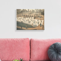 Victoriaanse winter schaats Lithografie