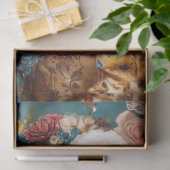 Victoriaanse Witte Kat Decoupage Tissuepapier (Geschenk)