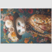 Victoriaanse Witte Kat Decoupage Tissuepapier (Voorkant)
