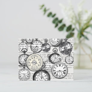 Victoriaanse Zakhorloge Collage Alice Wonderland Briefkaart