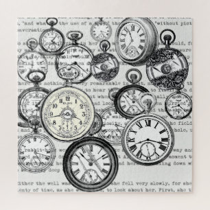 Victoriaanse Zakhorloge Collage Alice Wonderland Legpuzzel