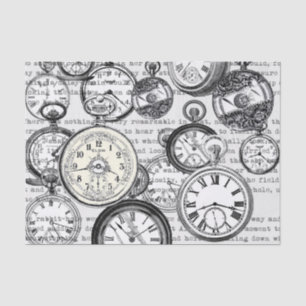 Victoriaanse Zakhorloge Collage Alice Wonderland Tissuepapier