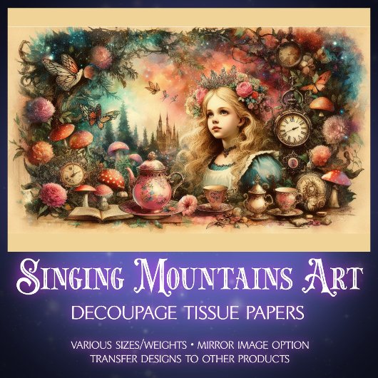 Victorian Alice Wonderland Fantasy Art  Tissuepapier