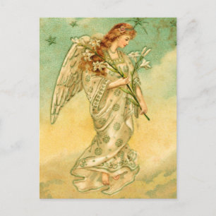 Victorian Angel Christmas Postcards Feestdagenkaart