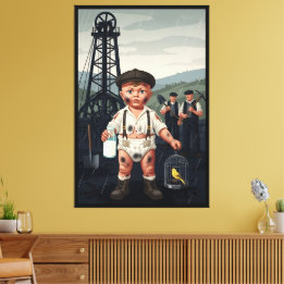 Victorian Baby Poster - Funny Coal Miner Theme Canvas Afdruk