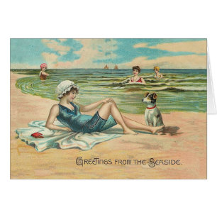 Victorian Beach Swim Girl Ocean Summer Vacances