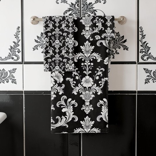 Victorian Black and White Damask Pattern