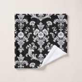 Victorian Black and White Damask Pattern Bad Handdoek (Wasdoekje)