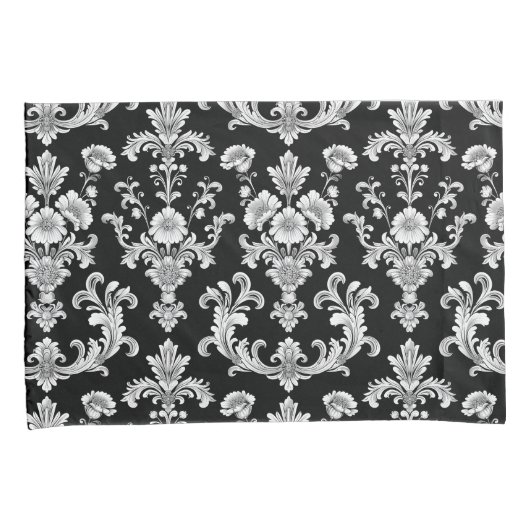 Victorian Black and White Damask Pattern Kussensloop (Voorkant-Rechts)