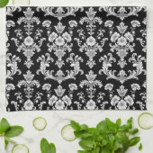 Victorian Black and White Damask Pattern Theedoek (Gevouwen)