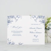 Victorian Blue Floral Mariage Cérémonie Programme (Debout devant)