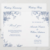 Victorian Blue Floral Mariage Cérémonie Programme (Devant / Derrière)