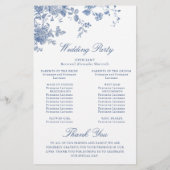Victorian Blue Floral Mariage Cérémonie Programme (Dos)