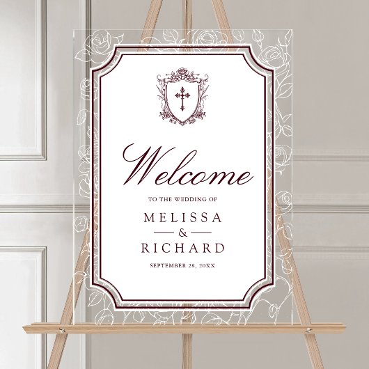 Victorian Burgundy Catholic Wedding Welcome