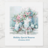 Victorian Candle and Christmas Florals  Wijn Etiket (Enkel label)