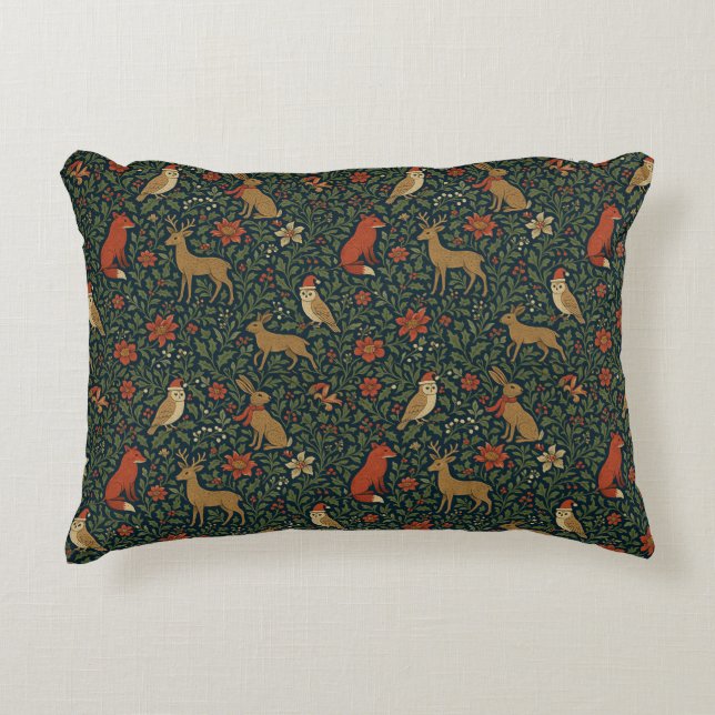 Victorian Christmas Animal & Botanical  Accent Kussen (Voorkant)