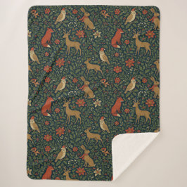 Victorian Christmas Animal & Botanical  Sherpa Deken