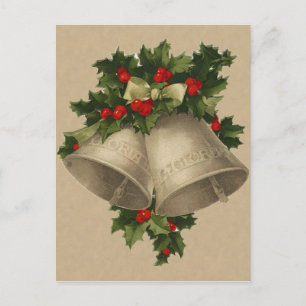 Victorian Christmas Bells Postcard Feestdagenkaart